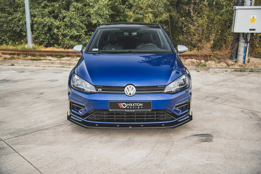 Robuste Racing Front Ansatz für passend +Flaps für VW Golf 7 R / R-Line Facelift schwarz Hochglanz