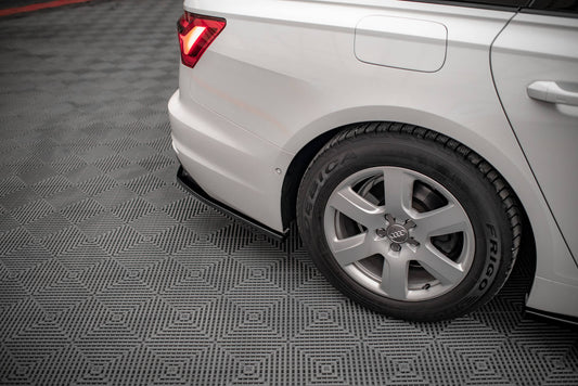 Mittlerer Diffusor Heck Ansatz für Audi A6 C8 schwarz Hochglanz