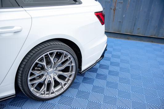 Heck Ansatz Flaps Diffusor für Audi A6 C8 S-Line schwarz Hochglanz