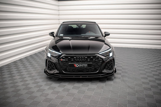 Street Pro Front Ansatz für +Flaps für V.1 + Flaps Audi RS3 8Y schwarz Hochglanz