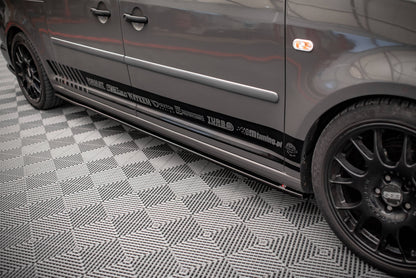 Seitenschweller Ansatz für Volkswagen Caddy Long Mk3 Facelift schwarz Hochglanz