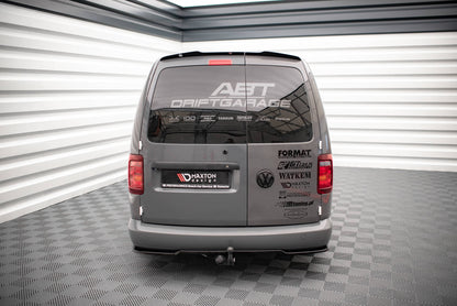 Mittlerer Diffusor Heck Ansatz für Volkswagen Caddy Long Mk3 Facelift Carbon Look