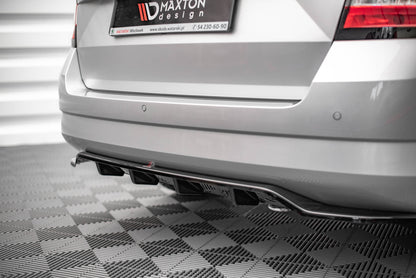 Mittlerer Diffusor Heck Ansatz DTM Look für Skoda Fabia Combi Mk3 schwarz Hochglanz