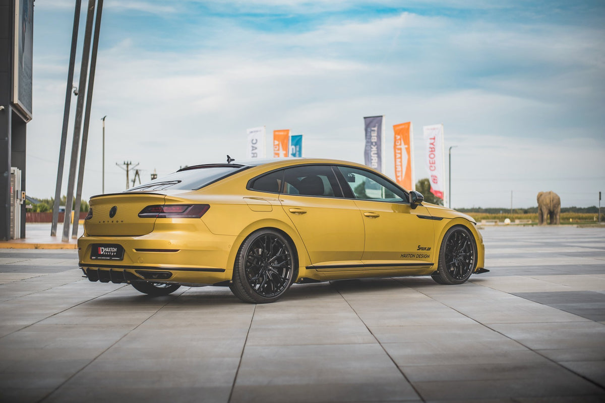 Robuste Racing Diffusor Heck Ansatz +Flaps für Volkswagen Arteon R-Line schwarz Hochglanz