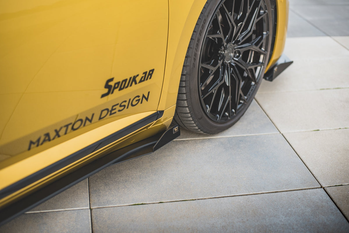 Robuste Racing Seitenschweller Ansatz für für + Flaps Volkswagen Arteon R-Line schwarz Hochglanz