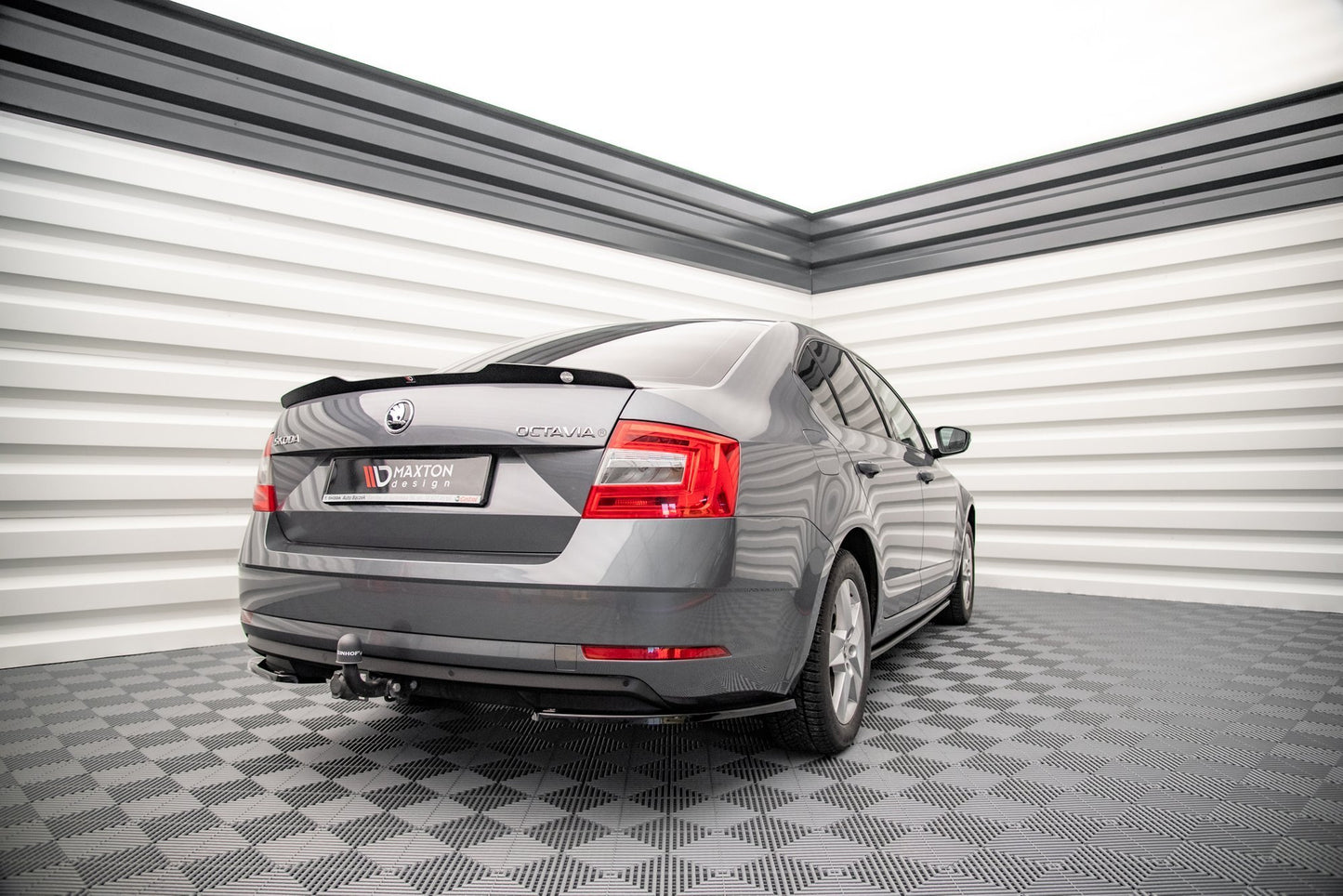 Heck Ansatz Flaps Diffusor für Skoda Octavia Mk3 Facelift schwarz matt