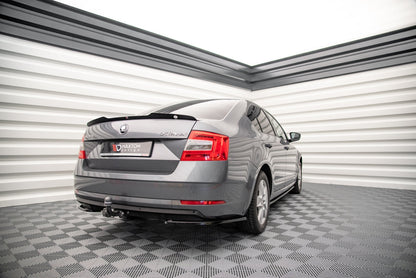 Heck Ansatz Flaps Diffusor für Skoda Octavia Mk3 Facelift schwarz matt
