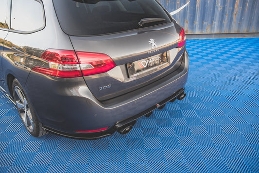 Heck Ansatz Flaps Diffusor V.2 für Peugeot 308 SW Mk2 Facelift schwarz matt