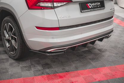 Diffusor Heck Ansatz für Skoda Kodiaq Mk1 Sportline schwarz Hochglanz
