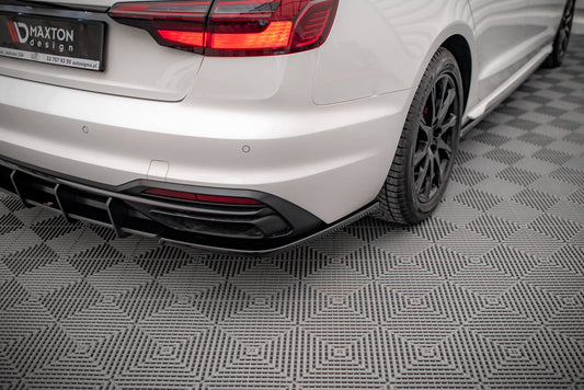 Heck Ansatz Flaps Diffusor für Audi A4 B9 Facelift Carbon Look