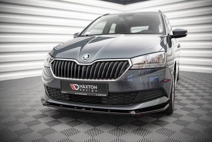 Front Ansatz für Skoda Fabia Mk3 Facelift schwarz Hochglanz