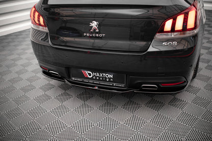 Mittlerer Diffusor Heck Ansatz für Peugeot 508 GT Mk1 Facelift schwarz Hochglanz