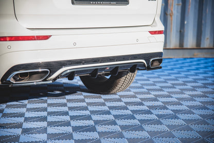 Mittlerer Diffusor Heck Ansatz DTM Look für Volvo XC60 Mk2 R-Design schwarz Hochglanz