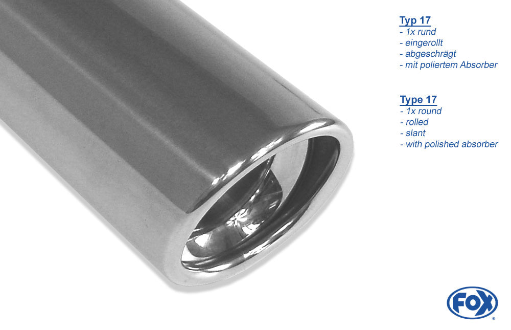 FOX Audi A4 Typ B7 quattro Endschalldämpfer rechts/links Ø63,5mm - 1x90 Typ 17 rechts/links