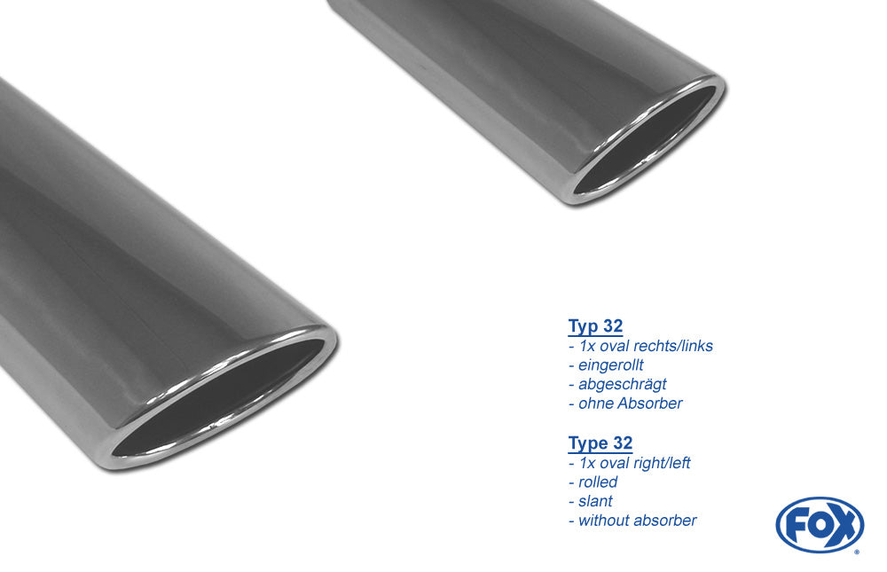 FOX Opel Astra J GTC Halbanlage ab Kat quer Ausgang rechts/links - 115x85 Typ 32 rechts/links