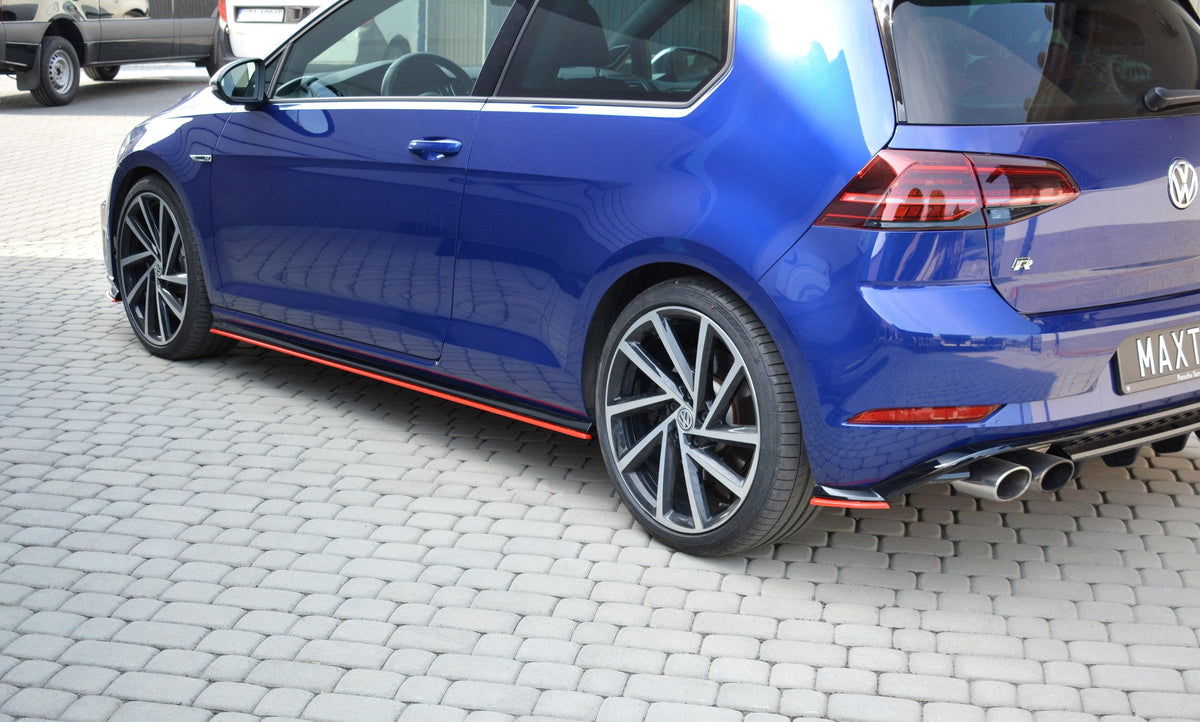 Seitenschweller Ansatz für V.2 für VW Golf 7 R / R-Line Facelift schwarz matt