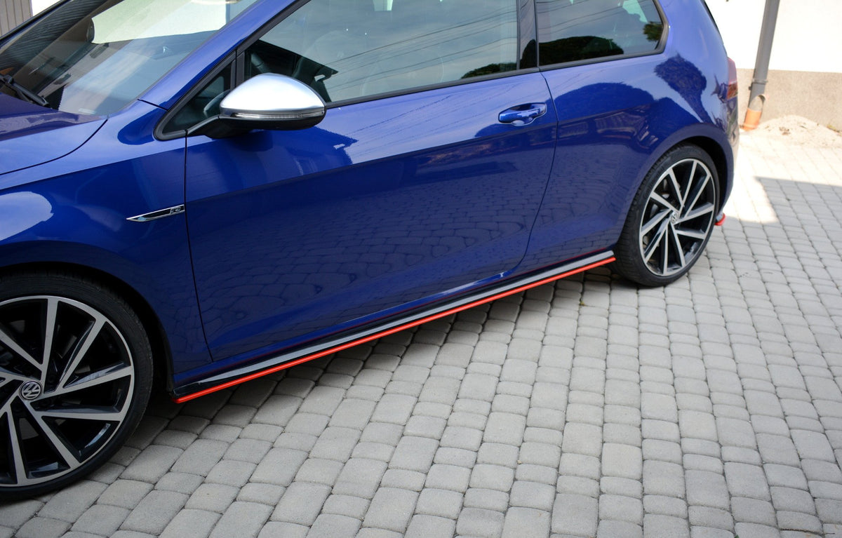 Seitenschweller Ansatz für V.2 für VW Golf 7 R / R-Line Facelift schwarz matt
