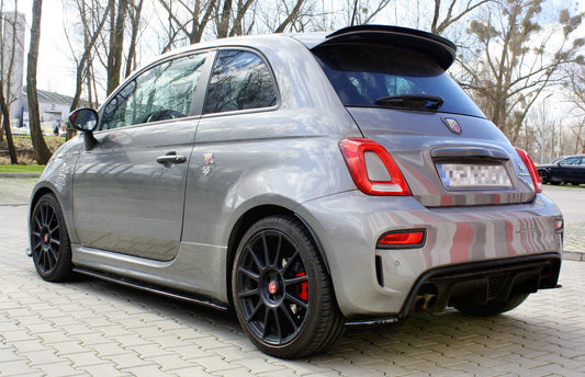 Heck Ansatz Flaps Diffusor für FIAT 500 ABARTH MK1 FACELIFT Carbon Look