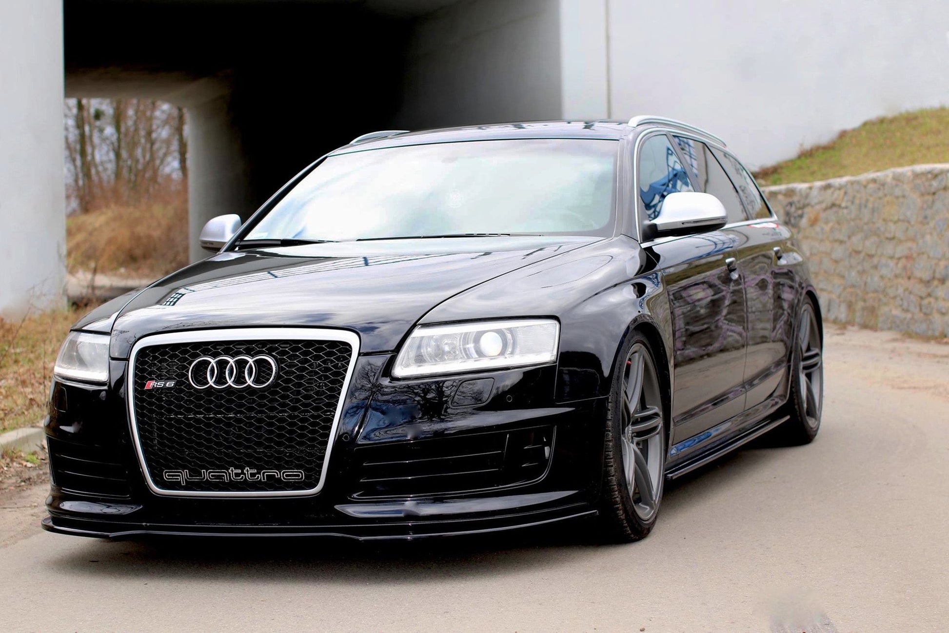 Seitenschweller Ansatz für Audi RS6 C6 schwarz matt