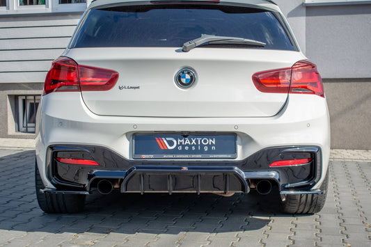 Heck Ansatz Flaps Diffusor für BMW 1er F20 Facelift M-power Carbon Look