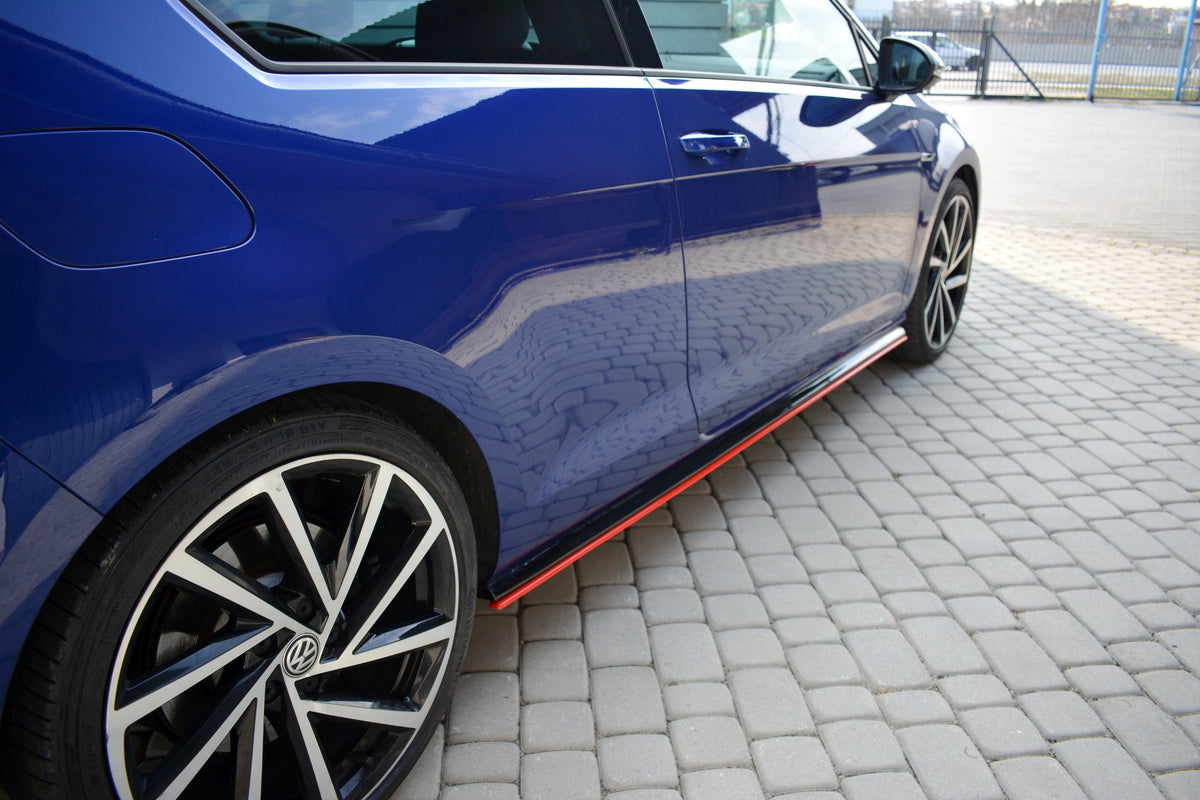 Seitenschweller Ansatz für V.2 für VW Golf 7 R / R-Line Facelift schwarz matt