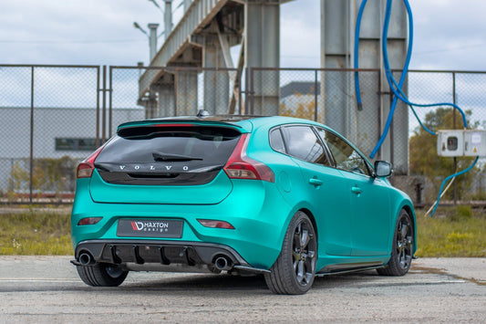 Diffusor Heck Ansatz für Volvo V40 R-design schwarz matt