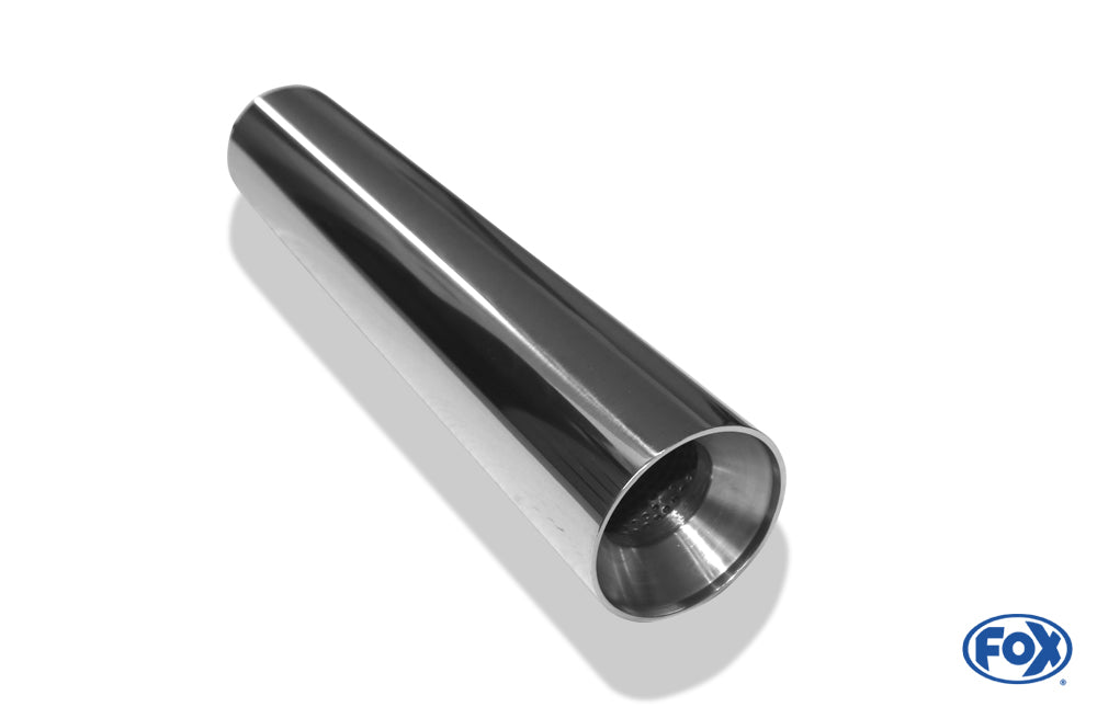 FOX Anschweißendrohr Typ 22 Ø 80 mm / Gesamtlänge: 400 mm  - rund / uneingerollt / gerade / mit poliertem Absorber (Innendurchmesser 45mm - Länge: ca. 120mm)