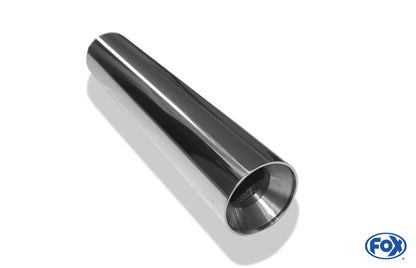 FOX Anschweißendrohr Typ 22 Ø 80 mm / Gesamtlänge: 400 mm  - rund / uneingerollt / gerade / mit poliertem Absorber (Innendurchmesser 45mm - Länge: ca. 120mm)