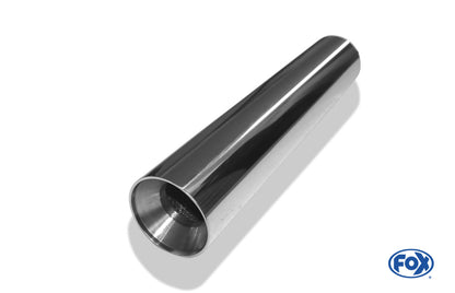 FOX Anschweißendrohr Typ 22 Ø 80 mm / Gesamtlänge: 400 mm  - rund / uneingerollt / gerade / mit poliertem Absorber (Innendurchmesser 45mm - Länge: ca. 120mm)