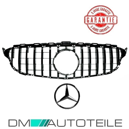 Sport-Kühlergrill für Panamericana GT Schwarz Glanz +Stern passend für Mercedes C Klasse W205 S205 14-18