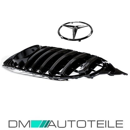 Sport-Kühlergrill für Panamericana GT Schwarz Glanz +Stern passend für Mercedes C Klasse W205 S205 14-18