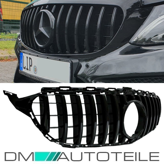 Sport-Kühlergrill für Panamericana GT Schwarz Glanz +Stern passend für Mercedes C Klasse W205 S205 14-18