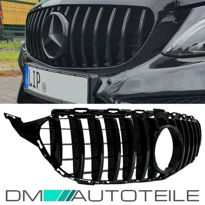 Sport-Kühlergrill für Panamericana GT Schwarz Glanz +Stern passend für Mercedes C Klasse W205 S205 14-18