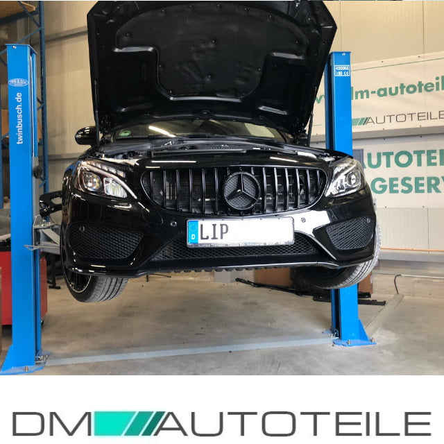 Sport-Kühlergrill für Panamericana GT Schwarz Glanz +Stern passend für Mercedes C Klasse W205 S205 14-18