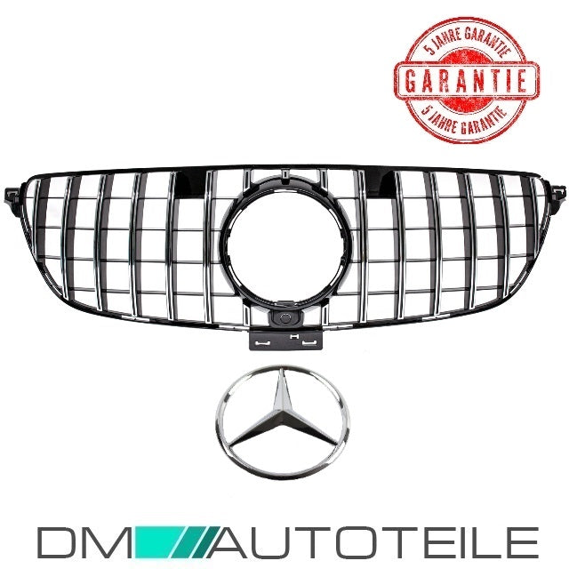 Sport-Kühlergrill für Panamericana GT Schwarz Chrom +Stern passend für Mercedes GLE C292 Coupe ab bj. 2015