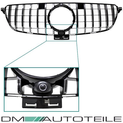 Sport-Kühlergrill für Panamericana GT Chrom passt für Mercedes GLE (ML) W166 Baujahr 2015-2018