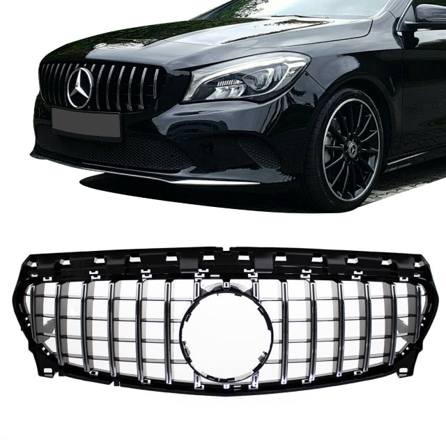 Sport-Kühlergrill für Panamericana GT Chrom Schwarz passend für Mercedes CLA W117 ab 2016 (Mopf)