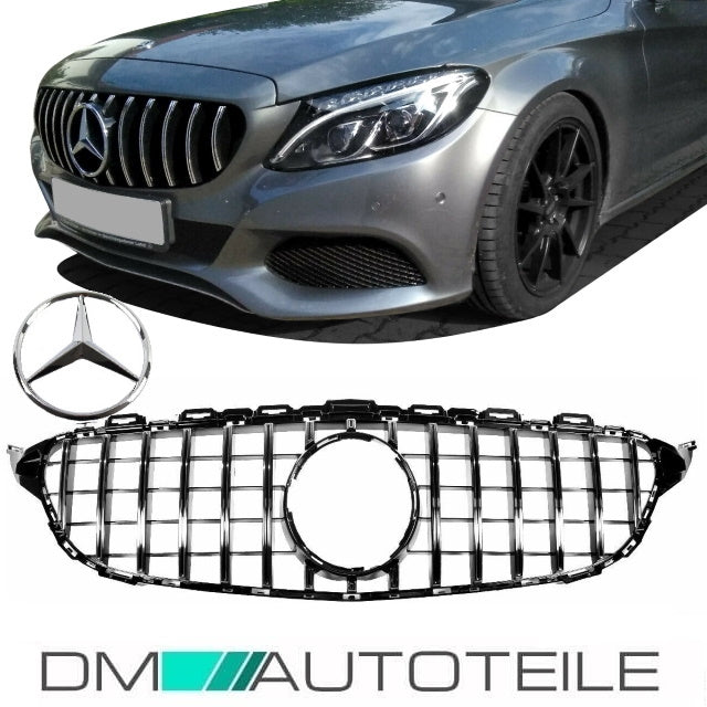 Set Kühlergrill Grill Schwarz Chrom+ Stern passt für Mercedes S205 W205 C63 Panamericana AMG GT