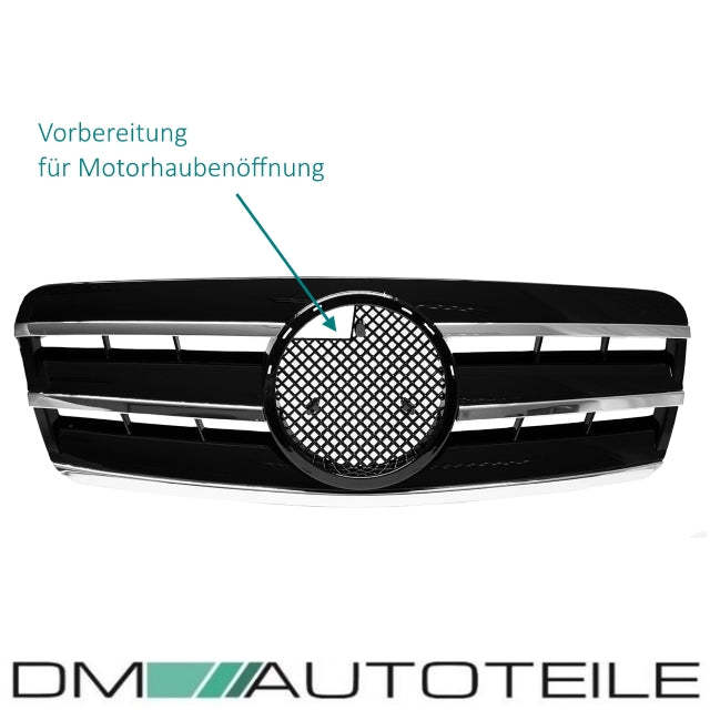 Mercedes CLK W208 C208 A208 Gitter Grill Kühlergrill Schwarz Glanz Chrom 97-03