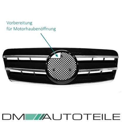 Mercedes CLK W208 C208 A208 Gitter Grill Kühlergrill Schwarz Glanz Chrom 97-03