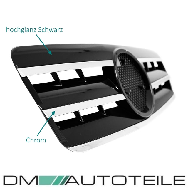 Mercedes CLK W208 C208 A208 Gitter Grill Kühlergrill Schwarz Glanz Chrom 97-03