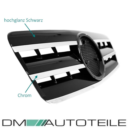 Mercedes CLK W208 C208 A208 Gitter Grill Kühlergrill Schwarz Glanz Chrom 97-03