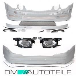 Mercedes W211 Stoßstange Front Heck +Diffusor für AMG E55 Auspuff + Nebelscheinwerfer 02-06