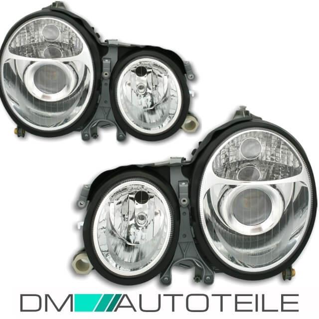 Mercedes E-Klasse W210 Scheinwerfer Set Klarglas Mopf 99-02 Facelift Design DE-Linse