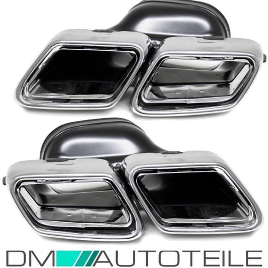 Mercedes W212 W222 Auspuffblenden Chrom 4-Rohr Edelstahl + Zubehör E63 S63 AMG