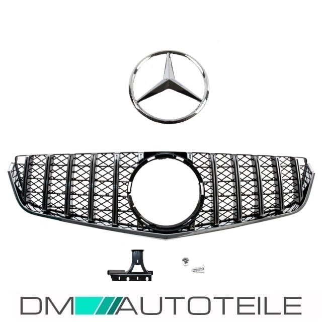 Set Sport-Kühlergrill für Panamericana GT Chrom +Stern passt für Mercedes E-Klasse W207 Coupe Cabrio 09-13