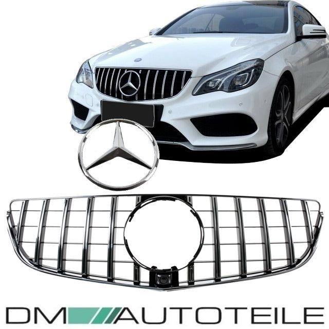 Set Sport-Panamericana Kühlergrill Chrom Schwarz +Stern passend für Mercedes E-Klasse Coupe C207 A207 Mopf 13-17
