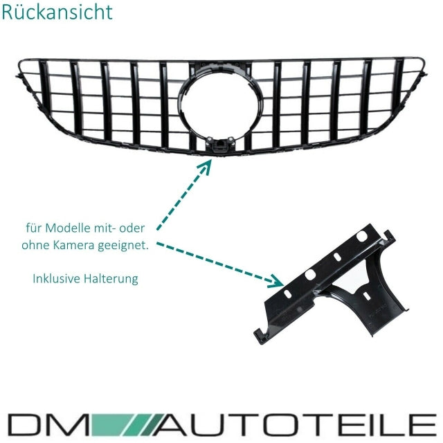 Set Sport-Panamericana Kühlergrill Chrom Schwarz +Stern passend für Mercedes E-Klasse Coupe C207 A207 Mopf 13-17