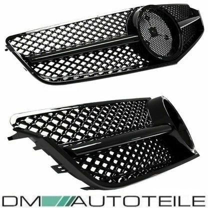 Set Kühlergrill Komplett Schwarz + Stern lackiert passt für Mercedes E-Klasse Coupe Cabrio W207 nicht für AMG E63 ab Bj 09-13