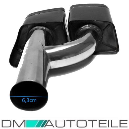 Merecedes W221 W212 Sportauspuffblenden Chrom Schwarz AMG Design S63 Eckig Set Duplex